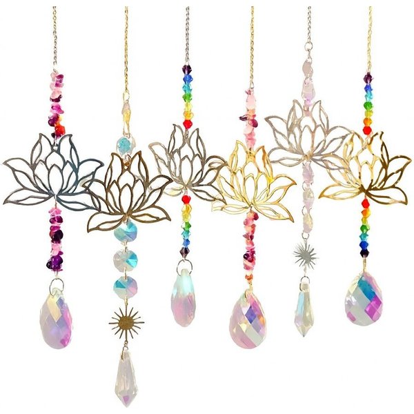 Venicce Love Dekoobjekt Lichtfänger Sonnenfänger Set Lotusblumen - Chakra Kristalle 6 Stück (6 St)