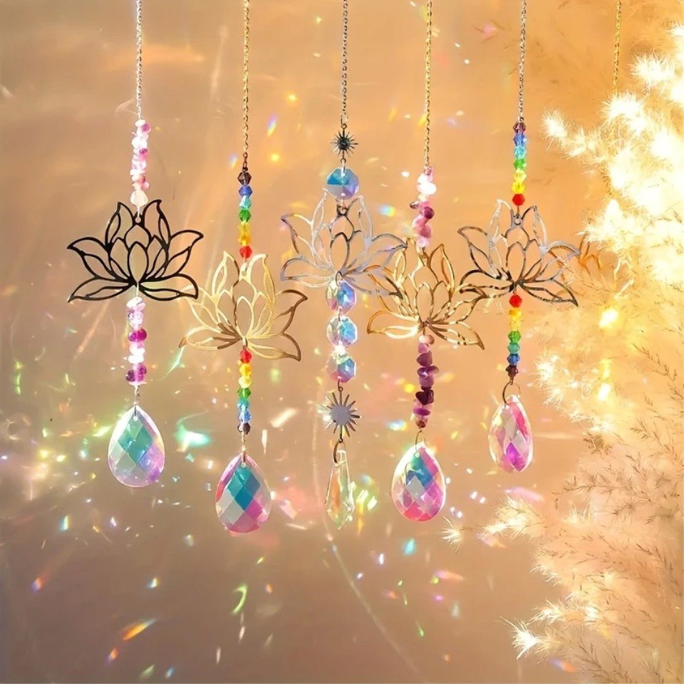 Venicce Love Dekoobjekt Lichtfänger Sonnenfänger Set Lotusblumen - Chakra Kristalle 6 Stück (6 St) – Bild 2 von 5