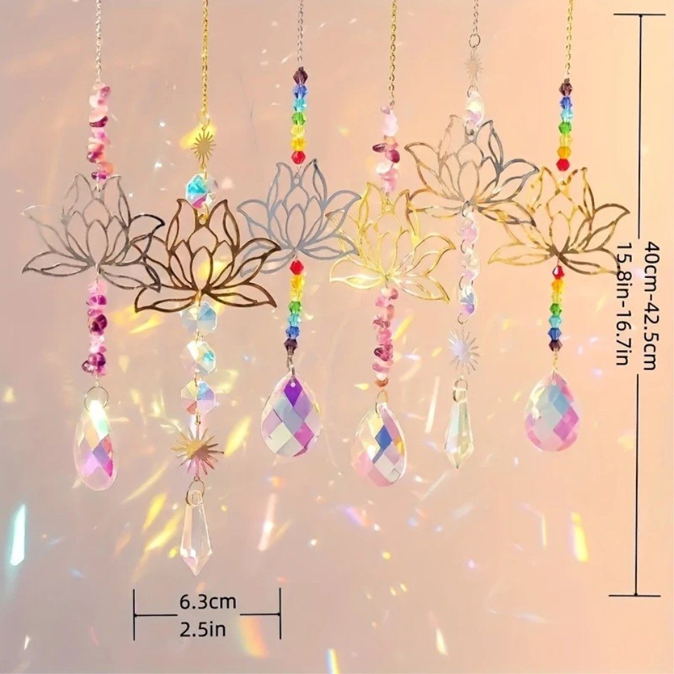 Venicce Love Dekoobjekt Lichtfänger Sonnenfänger Set Lotusblumen - Chakra Kristalle 6 Stück (6 St) – Bild 4 von 5