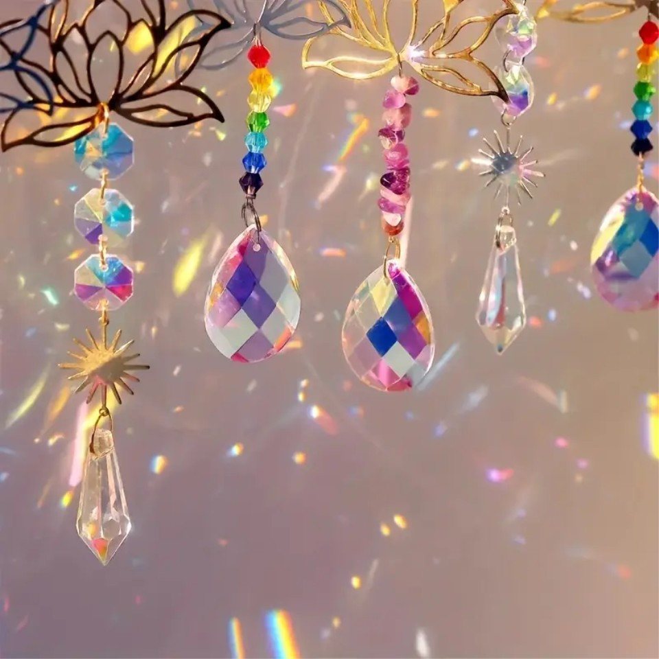Venicce Love Dekoobjekt Lichtfänger Sonnenfänger Set Lotusblumen - Chakra Kristalle 6 Stück (6 St) – Bild 5 von 5