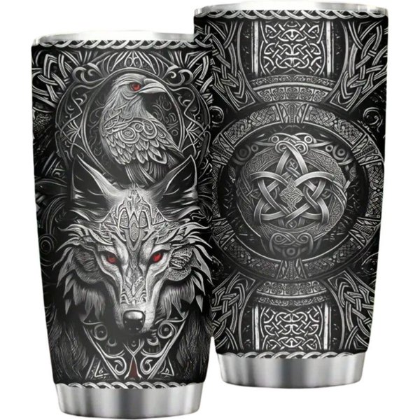 Venicce Love Thermobecher Kaffeebecher, Wikinger-Geschenke für Männer Geburtstag, 1-tlg., Edelstahl, 6h heiß, 12h kalt - Vikings Valhalla
