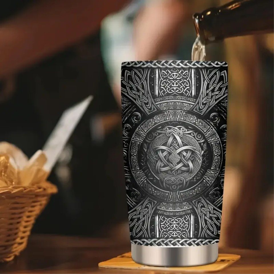 Venicce Love Thermobecher Kaffeebecher, Wikinger-Geschenke für Männer Geburtstag, 1-tlg., Edelstahl, 6h heiß, 12h kalt - Vikings Valhalla – Bild 3 von 5