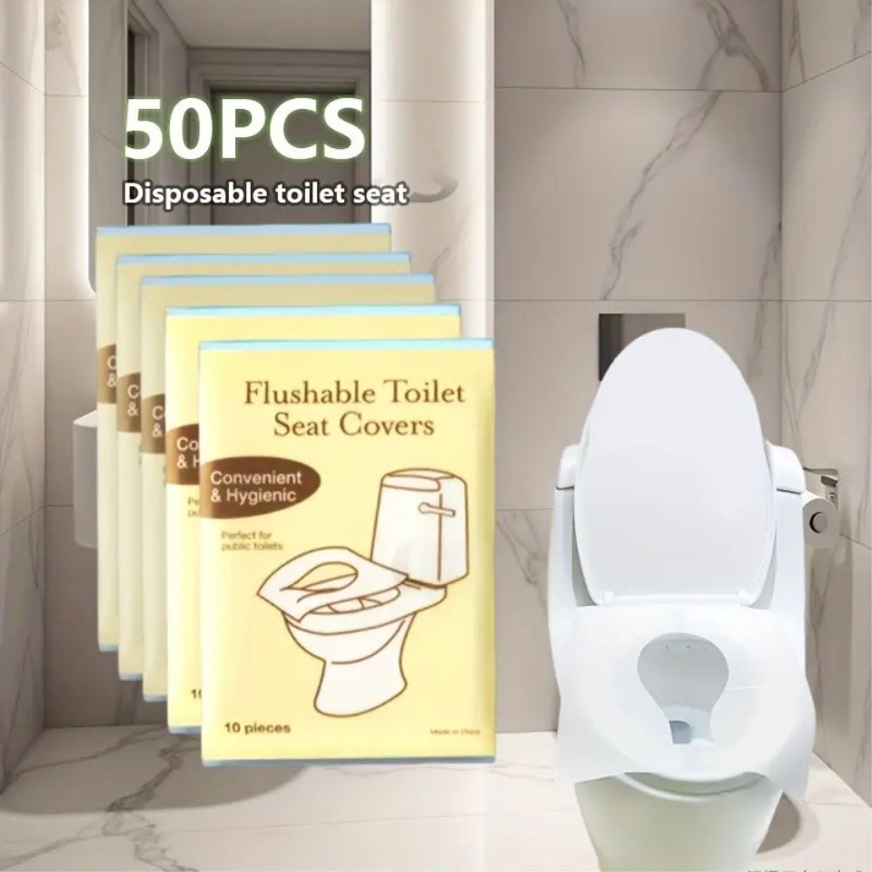 Venicce Love WC-Deckelbezug Einweg Toilettensitzbezug, spülbare WC Toilettenauflage für Unterwegs, beidseitig nutzbar, recyceltes Papier, 50 Stück, hygienisch,  – Bild 2 von 5