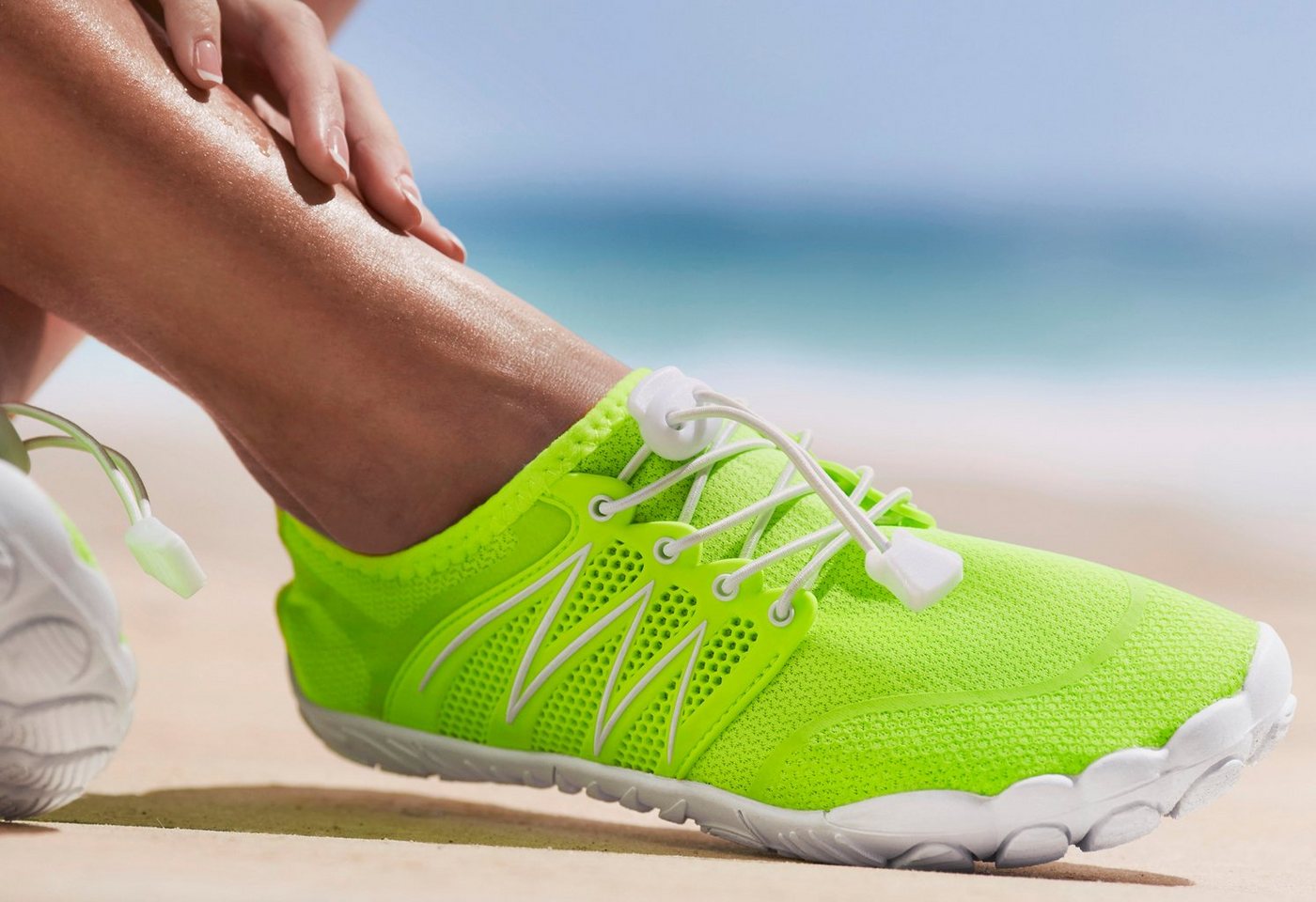 Venice Beach Badelatsche, Badeschuhe, Badeschlappe, Barfußschuh, leichter Slipper Aquaschuh Wasserschuh mit elastischen Bändern, schnelltrocknend VEGAN – Bild 2 von 5