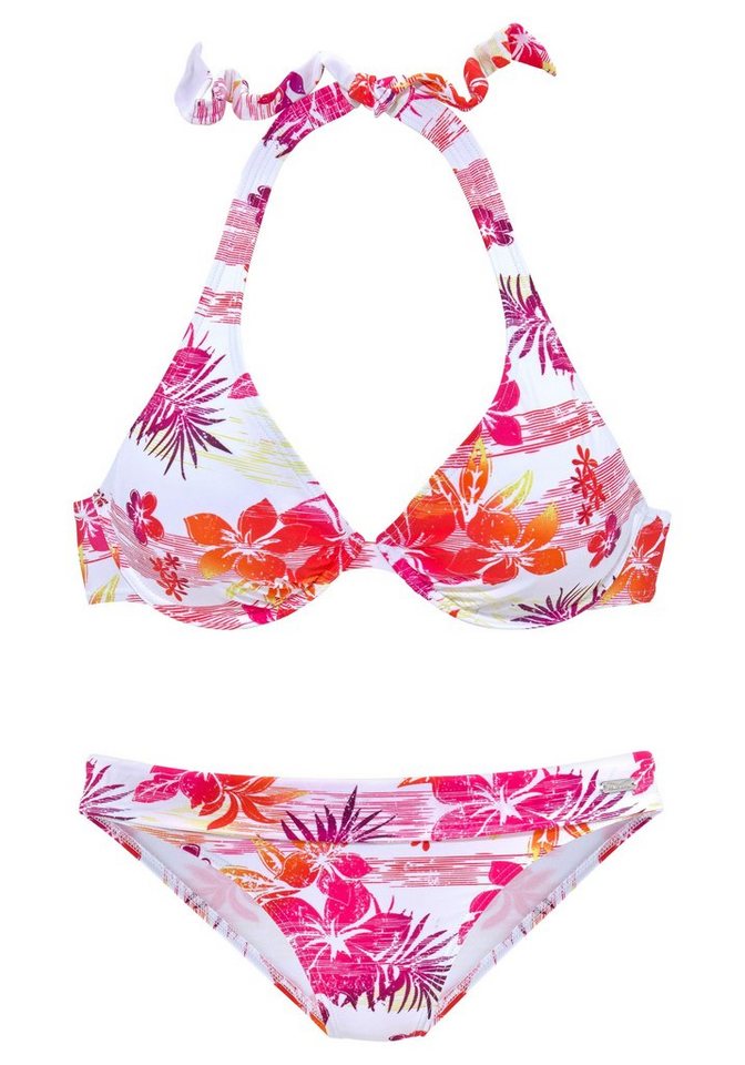 Venice Beach Bügel-Bikini trendiger Flowerprint, herausnehmbare Cups, im Nacken zu binden – Bild 2 von 5