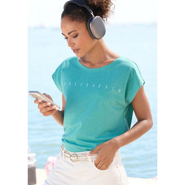 Venice Beach Kurzarmshirt mit Frontdruck, T-Shirt aus Baumwollmischung, Basic, casual