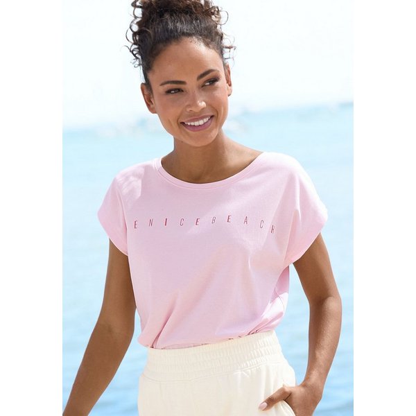 Venice Beach Kurzarmshirt mit Frontdruck, T-Shirt aus Baumwollmischung, Basic, casual
