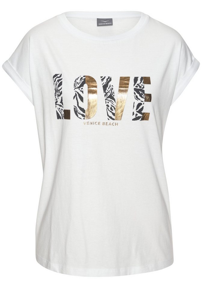 Venice Beach Kurzarmshirt mit Frontprint, T-Shirt aus Baumwolle, lockere Passform – Bild 2 von 5