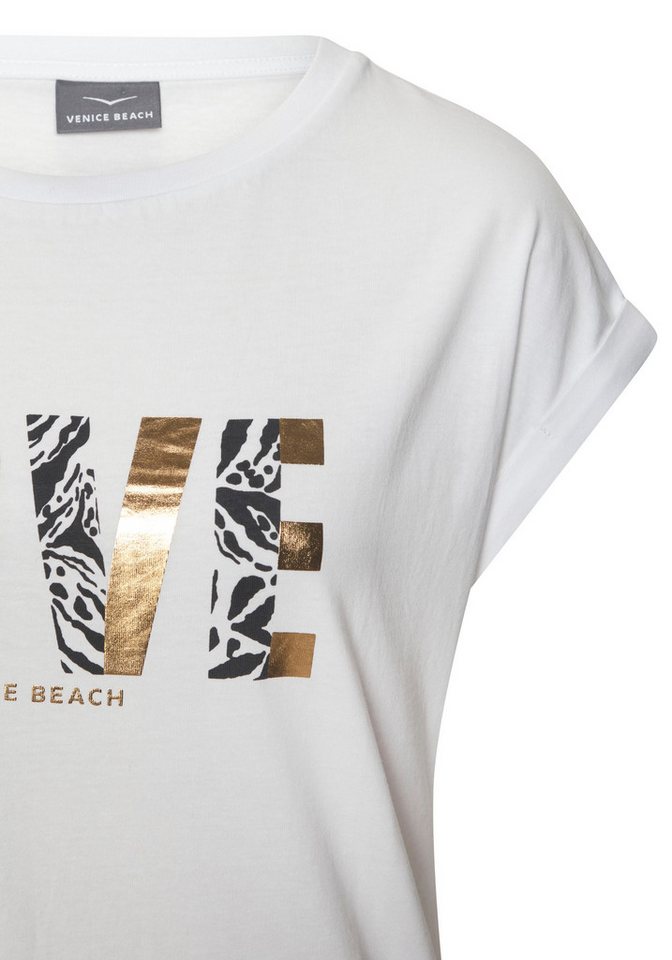 Venice Beach Kurzarmshirt mit Frontprint, T-Shirt aus Baumwolle, lockere Passform – Bild 4 von 5