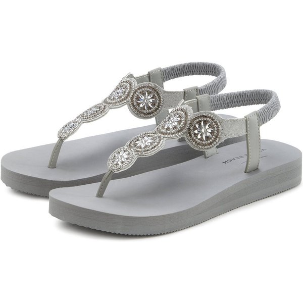 Venice Beach Sandale, Badeschuh, Badelatsche, Flip Flop, Badeschlappe, Sommerschuhe Badezehentrenner Zehentrenner ultraleicht mit Glitzerdetails VEGAN