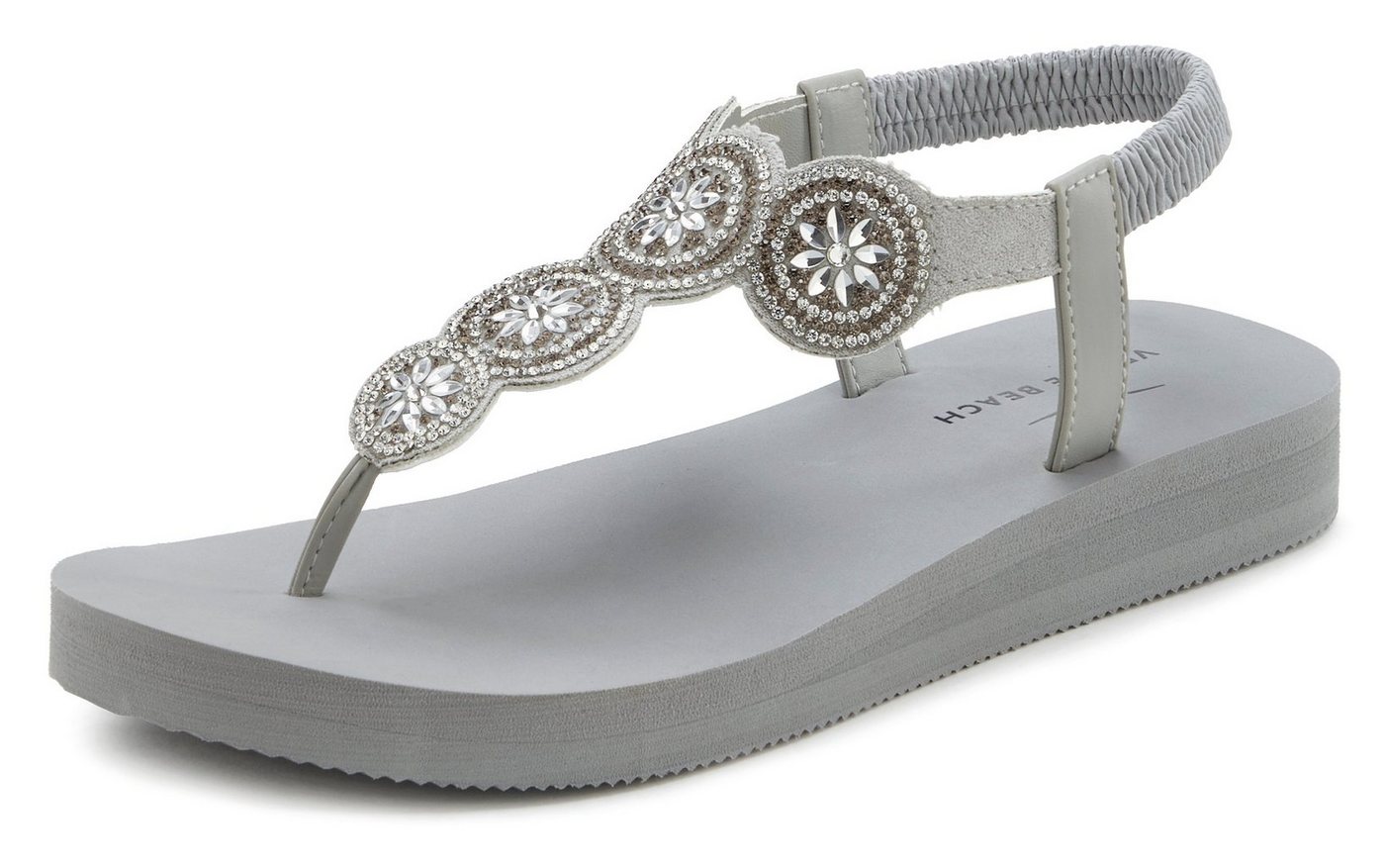 Venice Beach Sandale, Badeschuh, Badelatsche, Flip Flop, Badeschlappe, Sommerschuhe Badezehentrenner Zehentrenner ultraleicht mit Glitzerdetails VEGAN – Bild 3 von 5