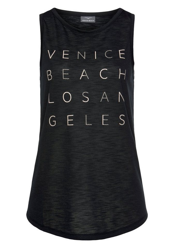 Venice Beach Tanktop aus weicher Slubware mit Logoprint Jerseytop mit breiten Trägern, Sommertop, lockeres Trägertop – Bild 2 von 5