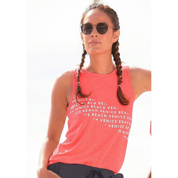 Venice Beach Tanktop aus weicher Slubware mit Logoprint Jerseytop mit breiten Trägern, Sommertop, lockeres Trägertop