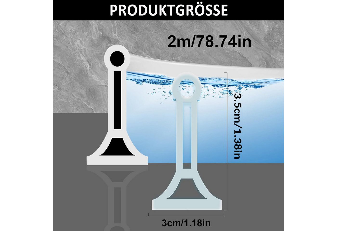 Venkuber Duschdichtung 2 m Duschdichtung, selbstklebender Spritzschutzstreifen, 3,5 cm hoch, Gummi-Duschdichtungsstreifen, wasserdichter Streifen – Bild 2 von 5