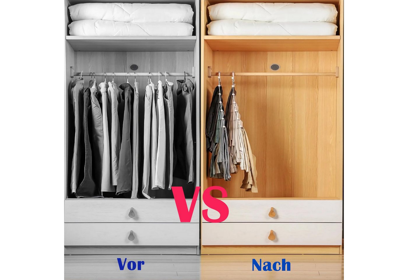 Venkuber Kleiderbügel Multifunktionale Kleiderbügel, 2 Stück faltbare Hosenbügel, (2-tlg), ehrlagige Aufbewahrungsbügel – Bild 3 von 5