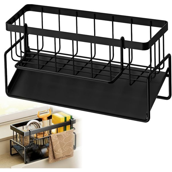 Venkuber Küchenorganizer-Set Spülbecken Organizer mit Abtropfschale, Rostfrei Edelstahl, Spülbecken Handtuch Organizer Für Badezimmer Küche Spüle