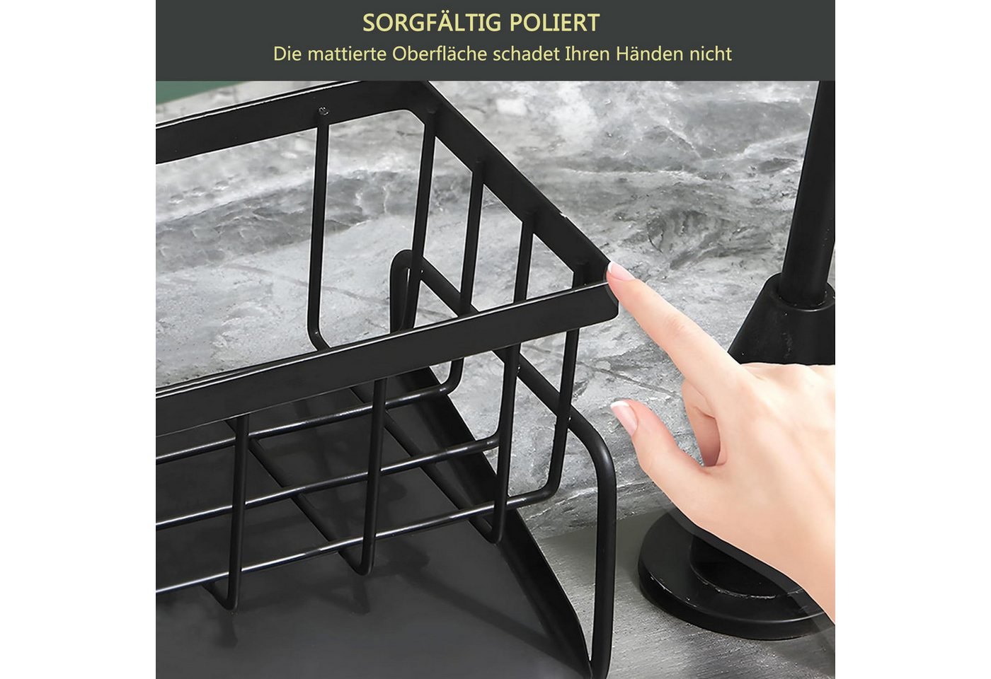 Venkuber Küchenorganizer-Set Spülbecken Organizer mit Abtropfschale, Rostfrei Edelstahl, Spülbecken Handtuch Organizer Für Badezimmer Küche Spüle – Bild 5 von 5