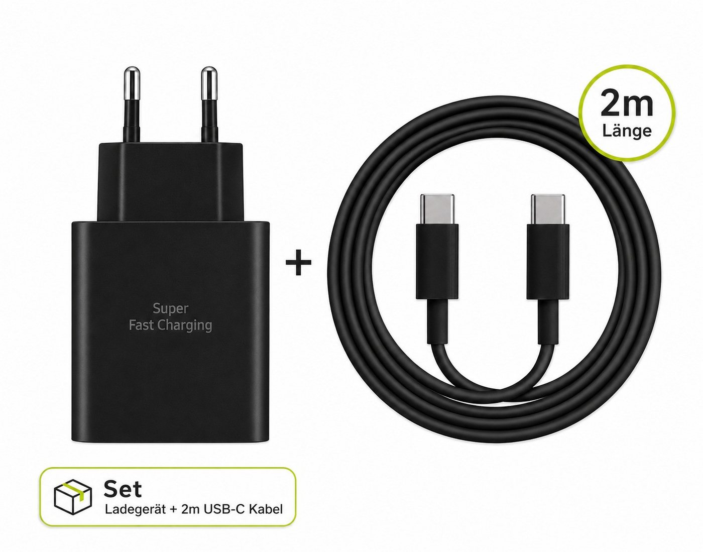 Ventarent 45W Lade-Set mit 2m Kabel für iPhone 18, 17, 16 & 15 USB-Ladegerät USB-Ladegerät (3000 mA, Set, 2-tlg., Netzadapter und Ladekabel, Fast Charge, PD, PP – Bild 4 von 5