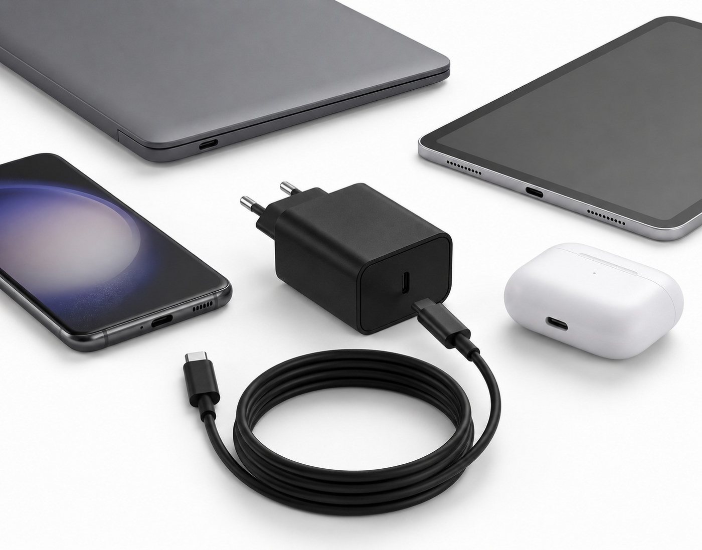 Ventarent 45W Lade-Set mit 2m Kabel für iPhone 18, 17, 16 & 15 USB-Ladegerät USB-Ladegerät (3000 mA, Set, 2-tlg., Netzadapter und Ladekabel, Fast Charge, PD, PP – Bild 5 von 5