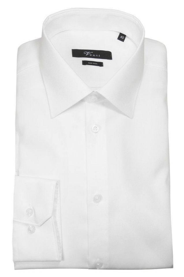 VENTI Langarmhemd Herren Hemd extra langer Arm 69cm Businesshemd uni modern fit Kentkragen, weiß HL84, 46 – Bild 3 von 5
