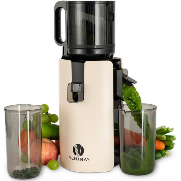 VENTRAY Slow Juicer Entsafter 120mm Große Einfüllöffnung, Für Obst und Gemüse, 250 W, Kaltpress-Technologie, Leicht Rein, doppeltes Filtersystem, BPA-frei