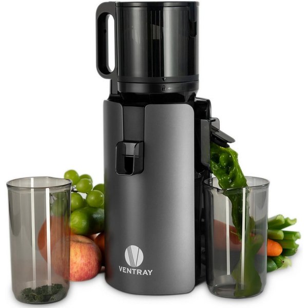 VENTRAY Slow Juicer Entsafter 120mm Große Einfüllöffnung, Für Obst und Gemüse, 250 W, Kaltpress-Technologie, Leicht Rein, doppeltes Filtersystem, BPA-frei