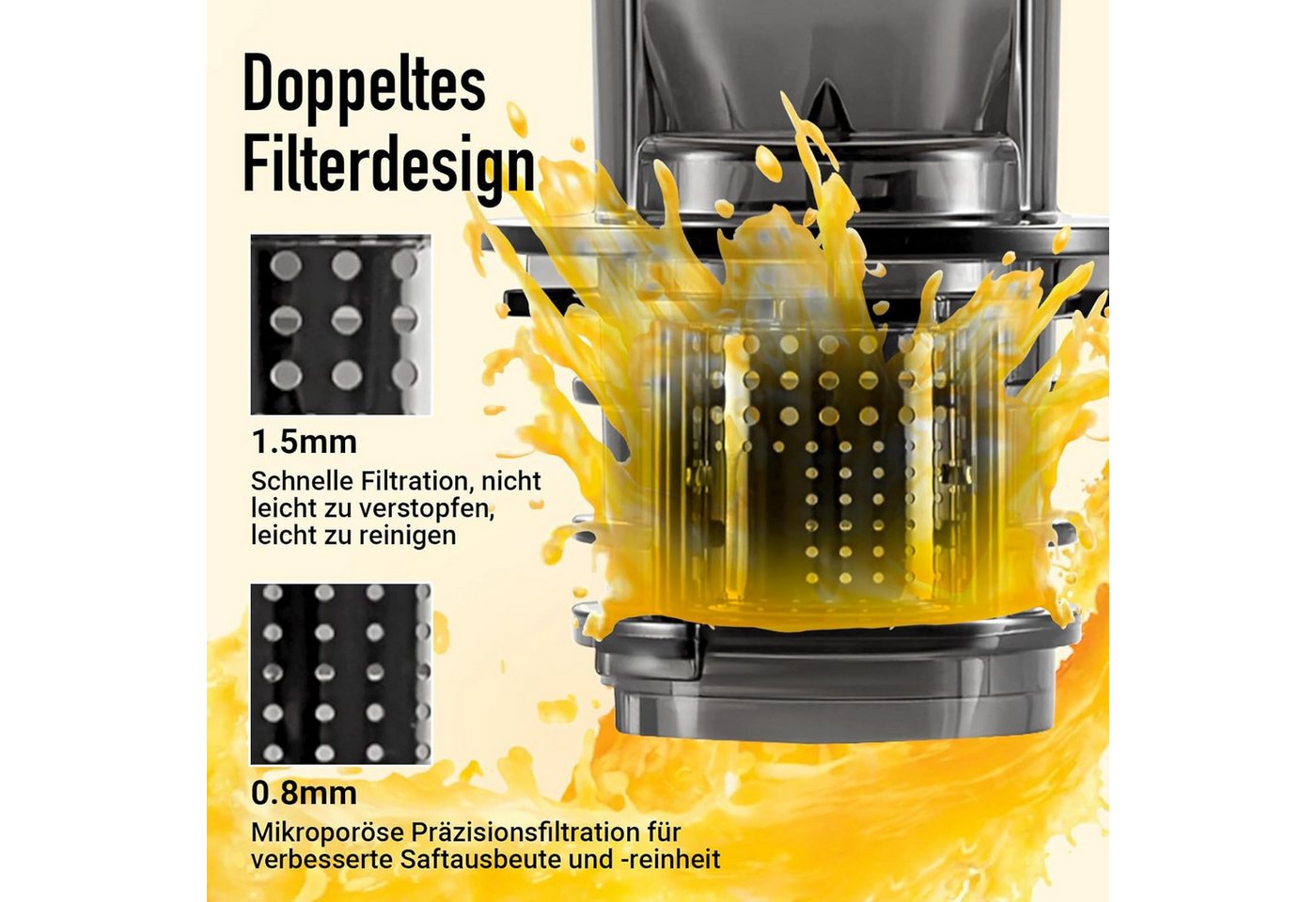 VENTRAY Slow Juicer Kleiner Ginnie Entsafter, kompakt und langsam, nährstoffreich, 100,00 W, Sicherheitsverriegelung – Bild 2 von 5