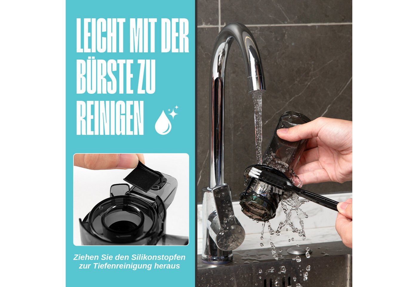 VENTRAY Slow Juicer Kleiner Ginnie Entsafter, kompakt und langsam, nährstoffreich, 100,00 W, Sicherheitsverriegelung – Bild 4 von 5
