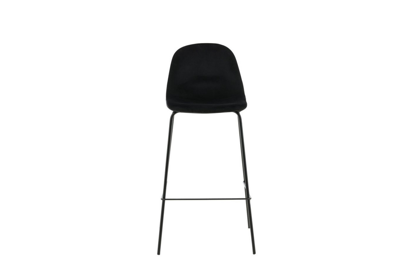 Venture Home Barhocker Polar, 2er-Set Barhocker in Schwarz-Samt, luxuriös, 150 kg belastbar (2 St), Tresenstuhl, weicher Bezug, schwarze Metallbeine, Fußstütze, – Bild 3 von 5