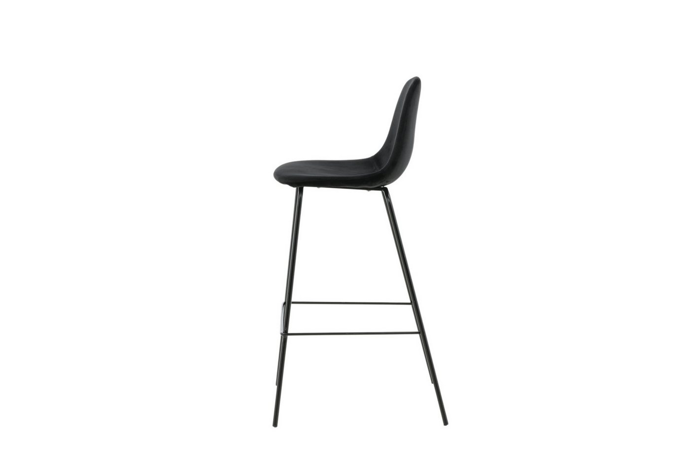 Venture Home Barhocker Polar, 2er-Set Barhocker in Schwarz-Samt, luxuriös, 150 kg belastbar (2 St), Tresenstuhl, weicher Bezug, schwarze Metallbeine, Fußstütze, – Bild 5 von 5