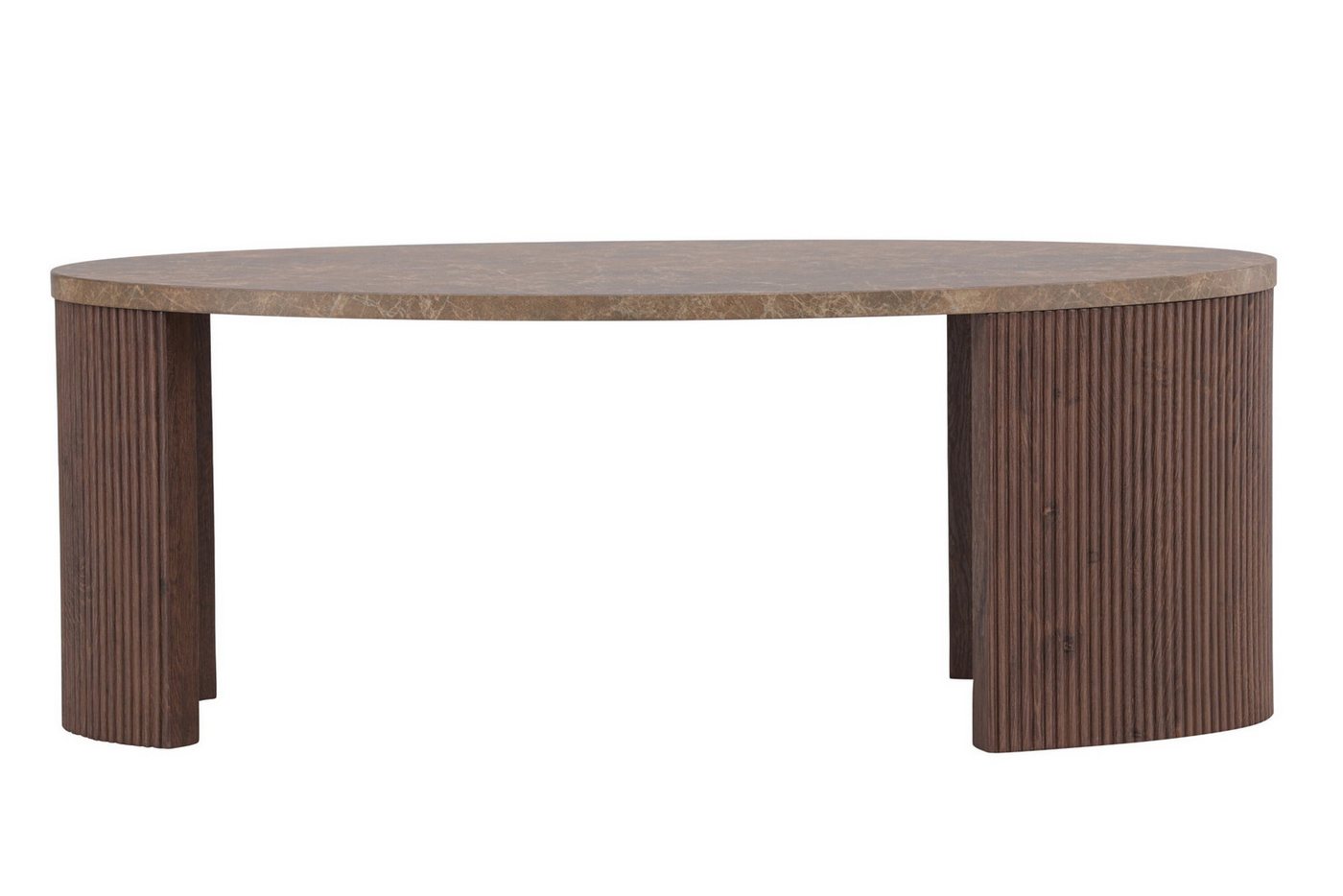 Venture Home Couchtisch Bristol, ovaler Couchtisch 120 × 60 cm in Mocca mit grauer Steinoptik, Sofatisch, MDF, 3D-Papier, oval, kontrastreich, raffiniert – Bild 2 von 5