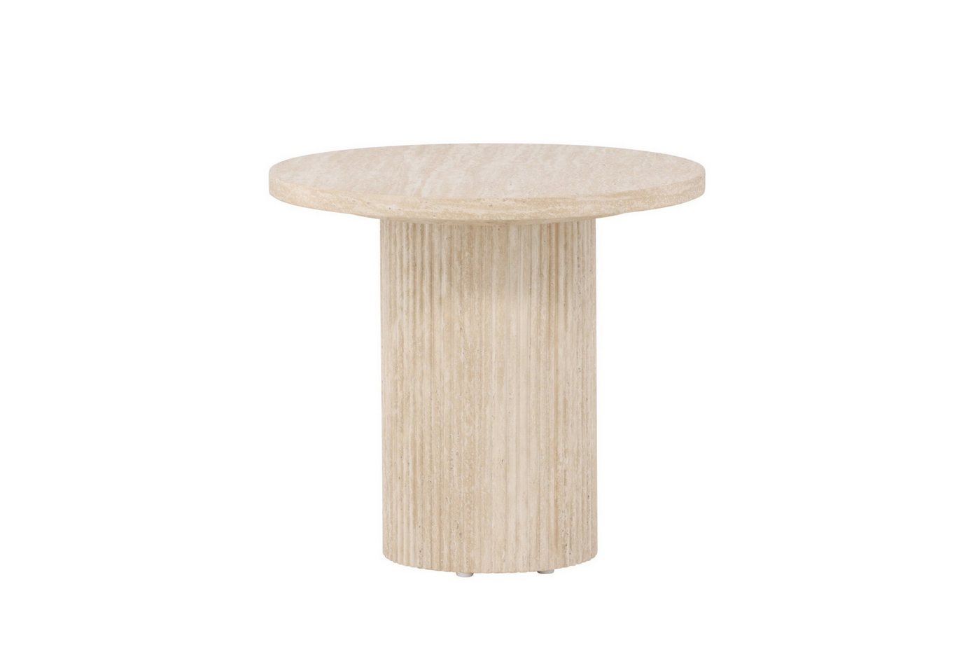 Venture Home Couchtisch Härön, runder Couchtisch in eleganter Travertinoptik, Ø 50 cm, Sofatisch, MDF, 3D-Papier, rund, weich geformt, einheitlich – Bild 2 von 5