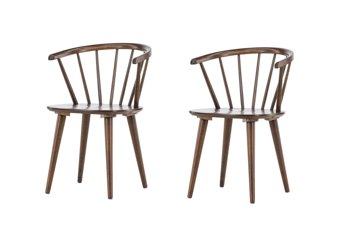 Venture Home Esszimmerstuhl Bobby, 2er-Set Esszimmerstühle aus Gummibaumholz, modern (2 St), Holzstuhl, Massivholz, abgerundete Form, einladend, skandinavisch – Bild 2 von 5