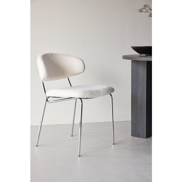 Venture Home Esszimmerstuhl Chico, 2er-Set Esszimmerstühle in Bouclé, abgerundet, 150 kg belastbar, Polsterstuhl, Bouclé-Bezug, Stahlbeine, abgerundet, modern