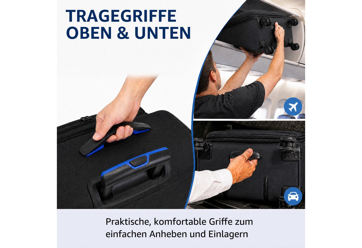Verage Koffer Erweiterbar Weichschalenkoffer Breeze, Stoffkoffer mit, 4 Rollen,Volumenerweiterung,TSA-Zahlenschloss, Handgepäckkoffer S/M/L/Set – Bild 4 von 5