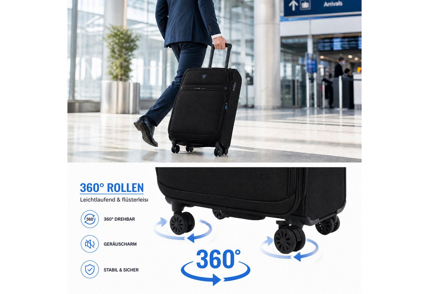 Verage Koffer Erweiterbar Weichschalenkoffer Breeze, Stoffkoffer mit, 4 Rollen,Volumenerweiterung,TSA-Zahlenschloss, Handgepäckkoffer S/M/L/Set – Bild 5 von 5
