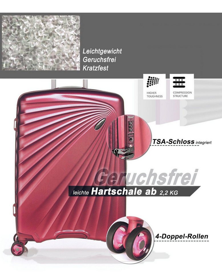 Verage Koffer Hartschalenkoffer Kinetic, weiterbarer Reisekoffer, 4 Rollen, Volumenerweiterung, leichter ABS Trolley, TSA-Zahlenschloss Koffer – Bild 2 von 5