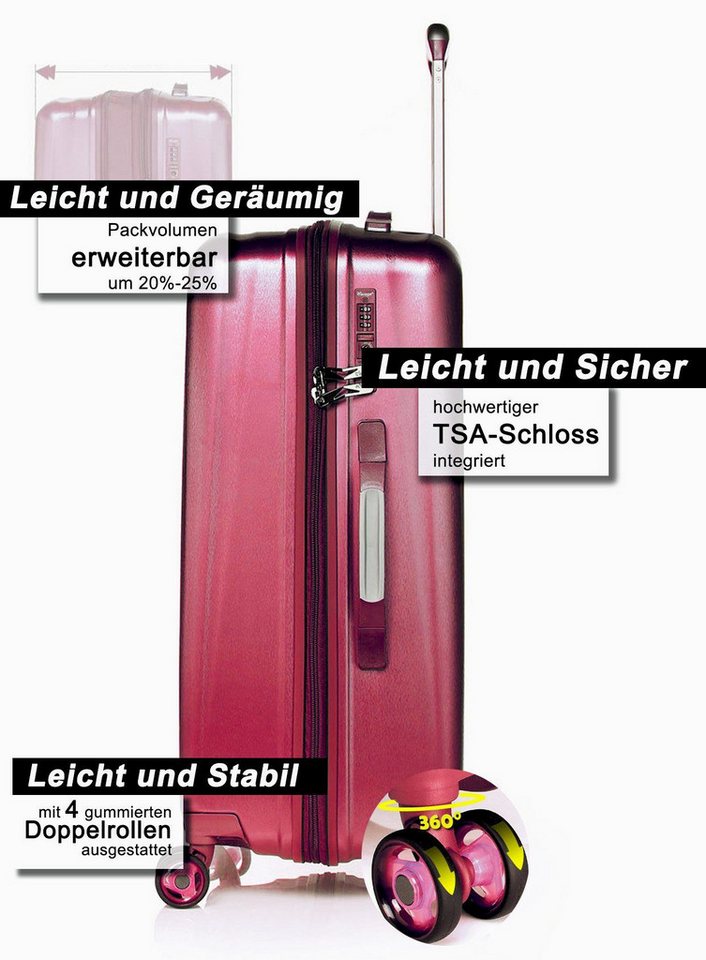 Verage Koffer Hartschalenkoffer Kinetic, weiterbarer Reisekoffer, 4 Rollen, Volumenerweiterung, leichter ABS Trolley, TSA-Zahlenschloss Koffer – Bild 3 von 5