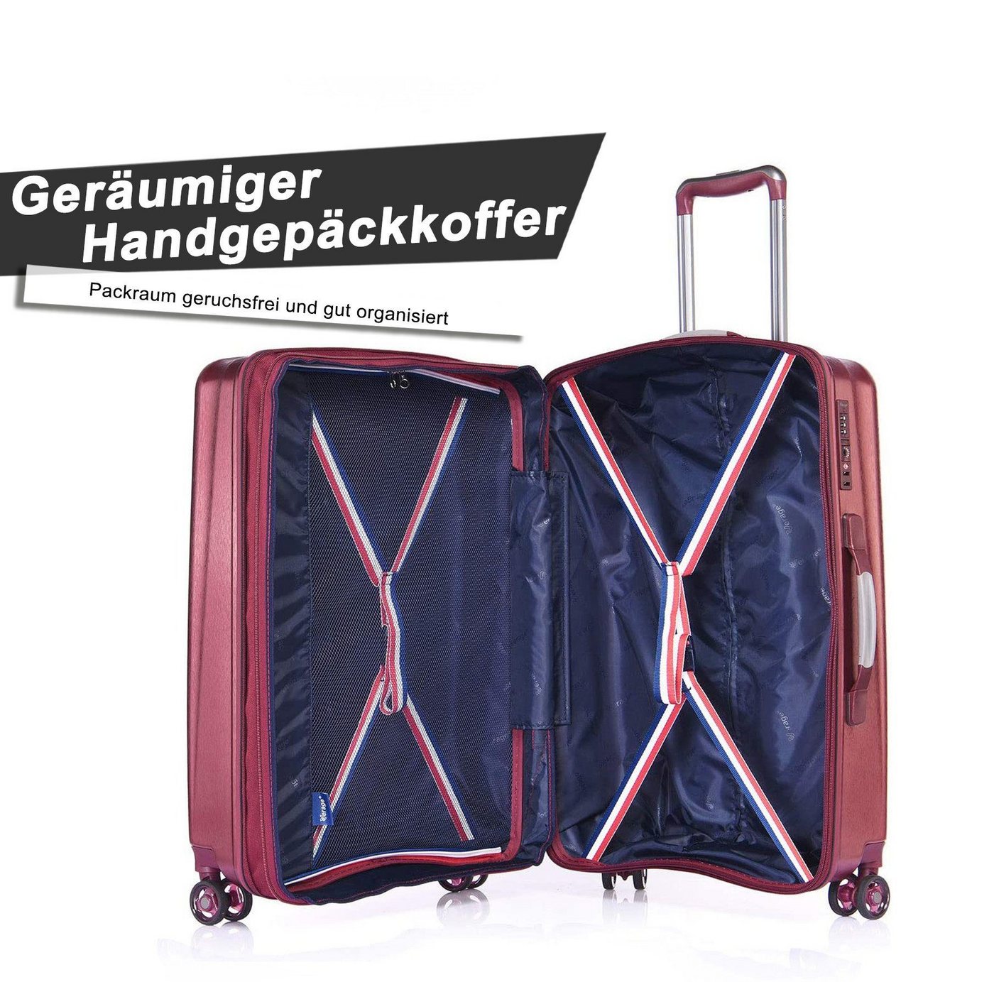 Verage Koffer Hartschalenkoffer Kinetic, weiterbarer Reisekoffer, 4 Rollen, Volumenerweiterung, leichter ABS Trolley, TSA-Zahlenschloss Koffer – Bild 5 von 5
