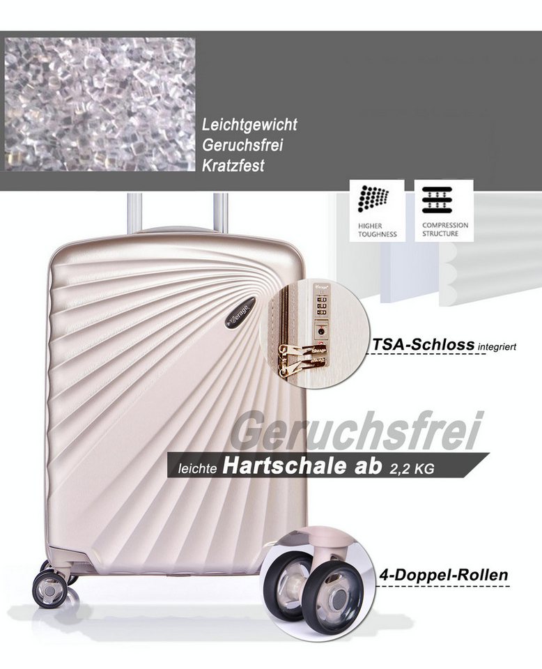 Verage Koffer Hartschalenkoffer Kinetic, weiterbarer Reisekoffer, 4 Rollen, Volumenerweiterung, leichter ABS Trolley, TSA-Zahlenschloss Koffer – Bild 2 von 5