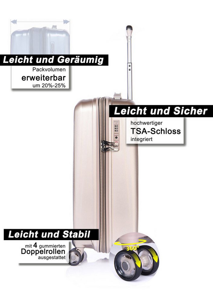 Verage Koffer Hartschalenkoffer Kinetic, weiterbarer Reisekoffer, 4 Rollen, Volumenerweiterung, leichter ABS Trolley, TSA-Zahlenschloss Koffer – Bild 3 von 5
