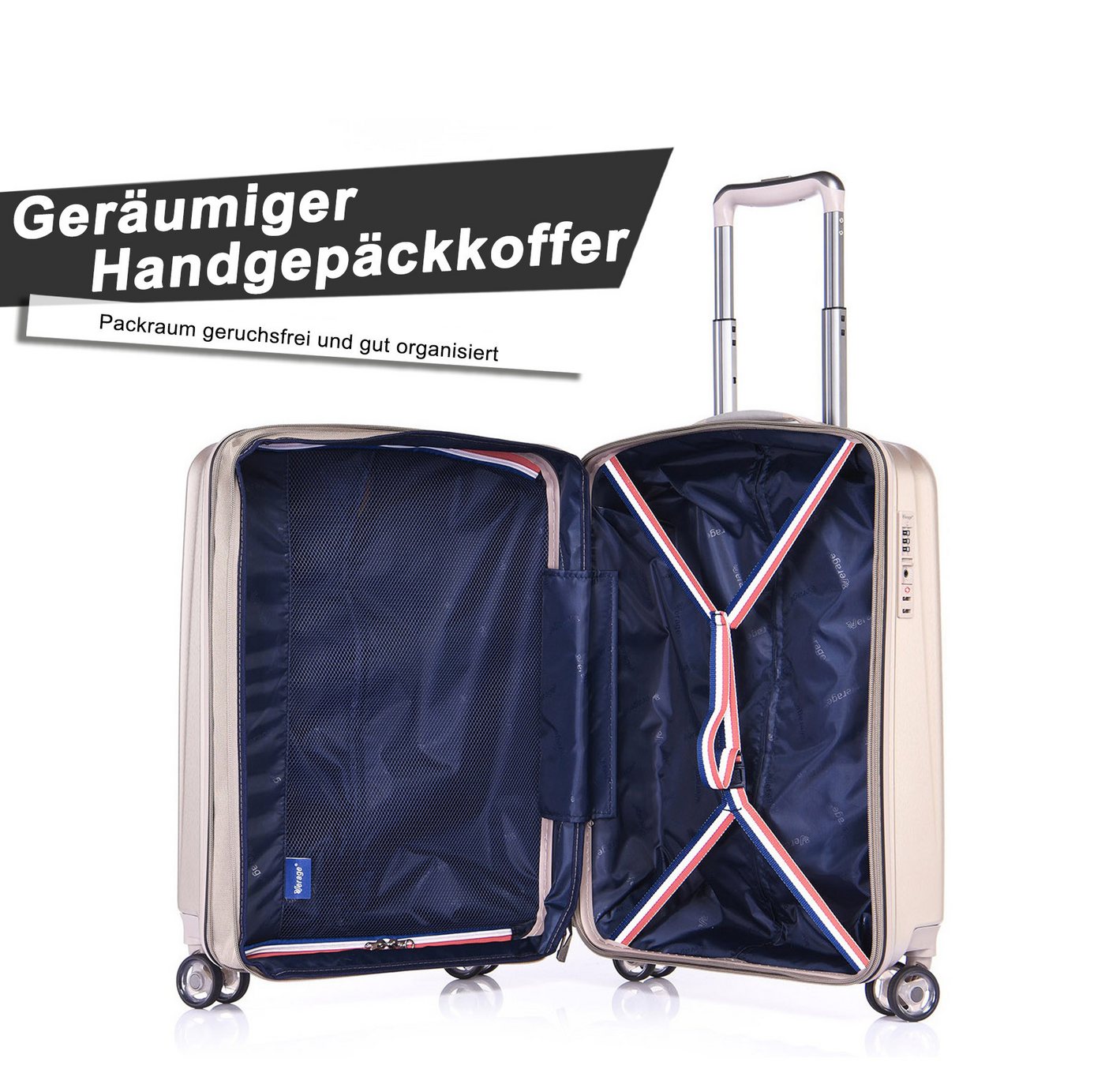 Verage Koffer Hartschalenkoffer Kinetic, weiterbarer Reisekoffer, 4 Rollen, Volumenerweiterung, leichter ABS Trolley, TSA-Zahlenschloss Koffer – Bild 5 von 5