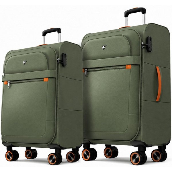 Verage Koffer Weichschalenkoffer, Leicht Reisekoffer mit Zahlenschloss, 4 Rollen, Stoffkoffer, Handgepäck/Set 3-teilig, 56/66/76cm,47/77/109L