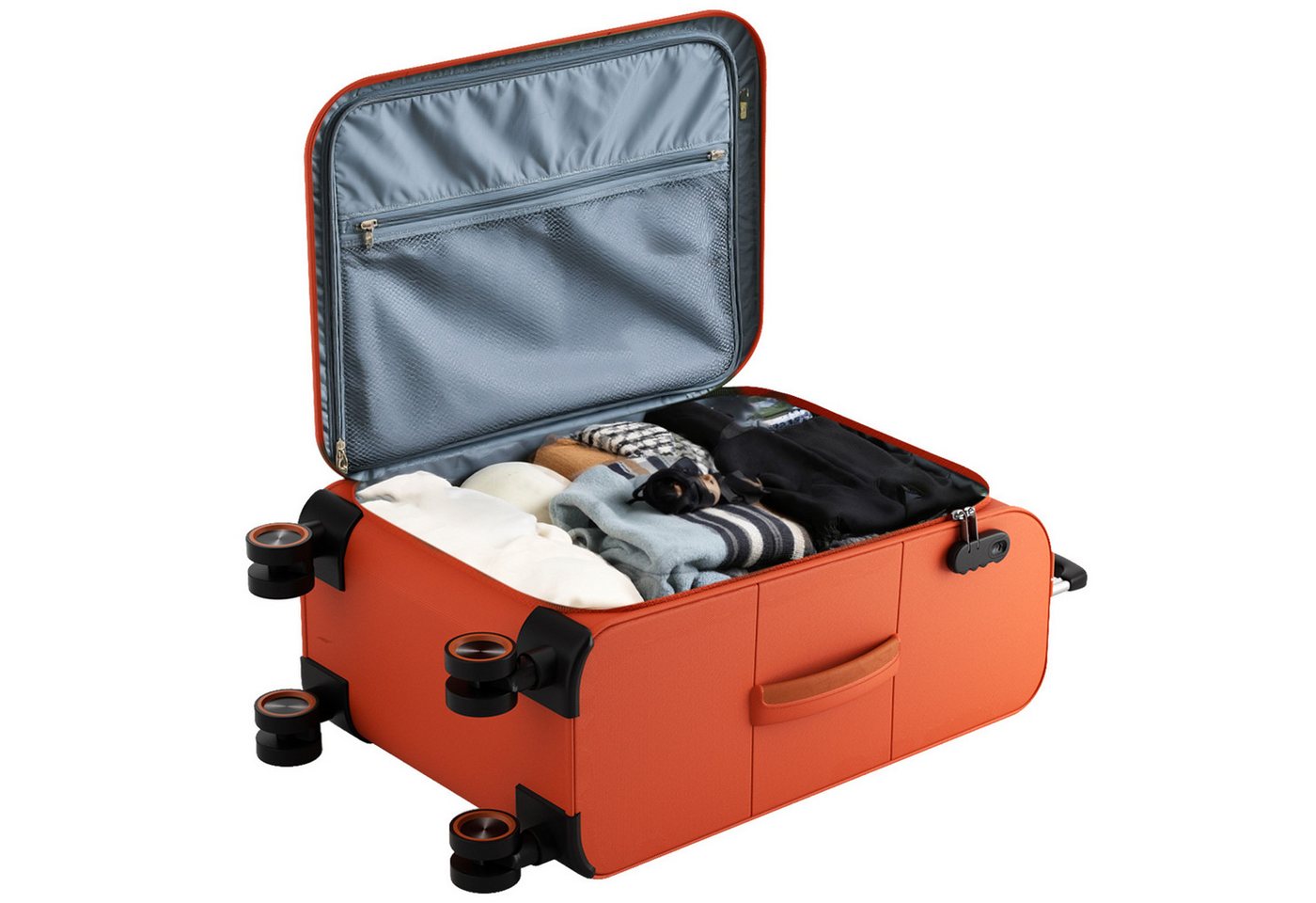 Verage Koffer Weichschalenkoffer, Leicht Reisekoffer mit Zahlenschloss, 4 Rollen, Stoffkoffer, Handgepäck/Set 3-teilig, 56/66/76cm,47/77/109L – Bild 5 von 5