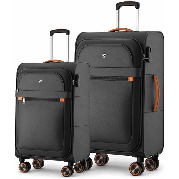 Verage Koffer Weichschalenkoffer, Leicht Reisekoffer mit Zahlenschloss, 4 Rollen, Stoffkoffer, Handgepäck/Set 3-teilig, 56/66/76cm,47/77/109L