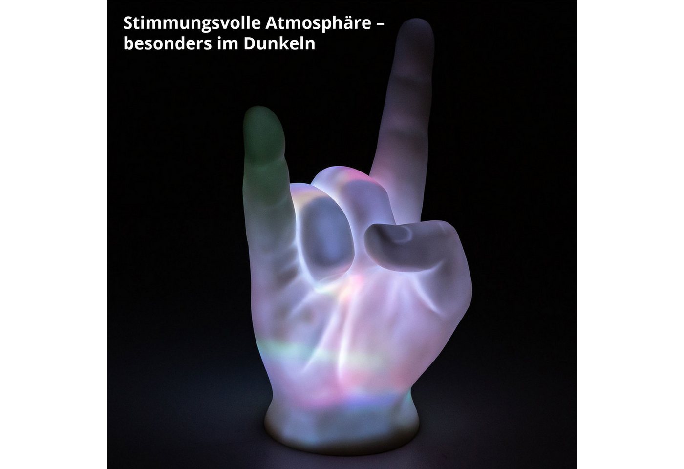 VERDOBA LED Dekolicht LED Dekoleuchte Rock-Faust - Multifunktionale Zimmerdeko mit Batterie – Bild 4 von 5