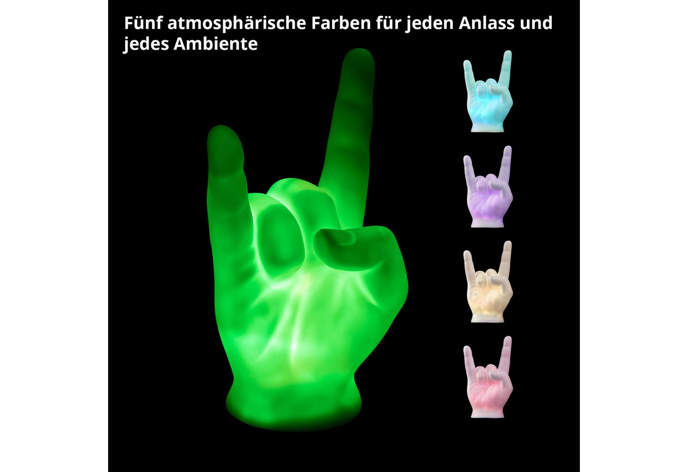 VERDOBA LED Dekolicht LED Dekoleuchte Rock-Faust - Multifunktionale Zimmerdeko mit Batterie – Bild 5 von 5
