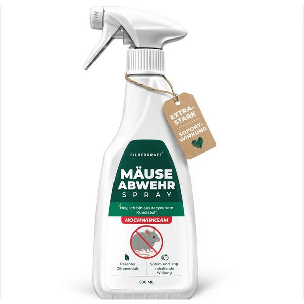 Silberkraft Vergrämungsmittel Silberkraft Mäuseabwehr, Repellent gegen Mäusebefall, 500 ml, 1-St., Mäuseabwehr für Haus & Garten, wirksame Alternative zu Gift &