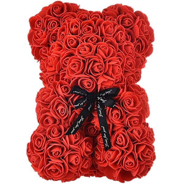 VERK GROUP Geschenkbox Rosenbär, Rose Teddy, Teddybär mit Rosenblüten Ideal als Geschenk