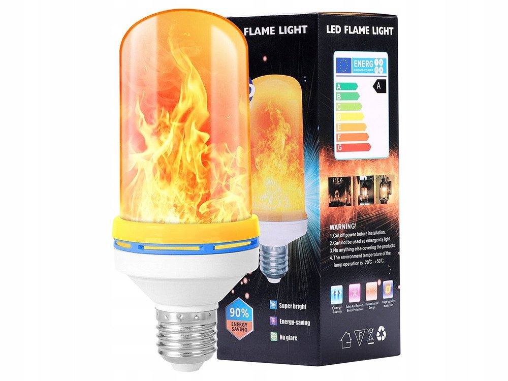 VERK GROUP LED Dekolicht LED Flammenlampe E27 9W Flacker Effekt 1er oder 4er Set, LED-Flammenlampe, Leistung: 9 W, Sockel: E27, Effekt: Flackernder Flammeneffek – Bild 5 von 5